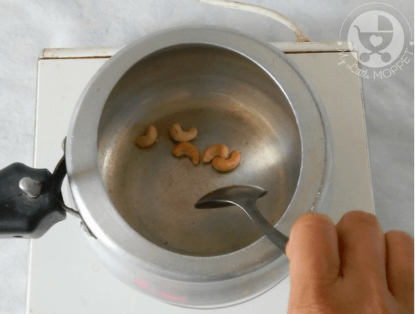 roating the cashews for vegetable biryani