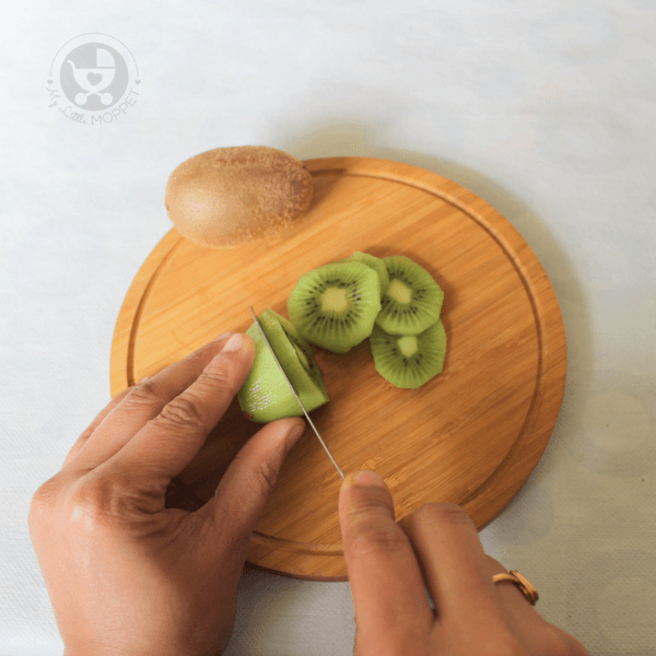 wash and peel the kiwi fruit