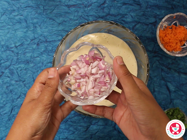 Add carrot, onion and chopped coriander 