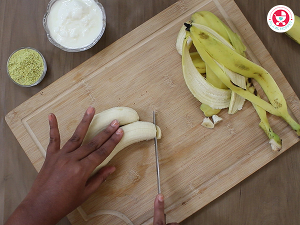 Peel and slice two bananas 
